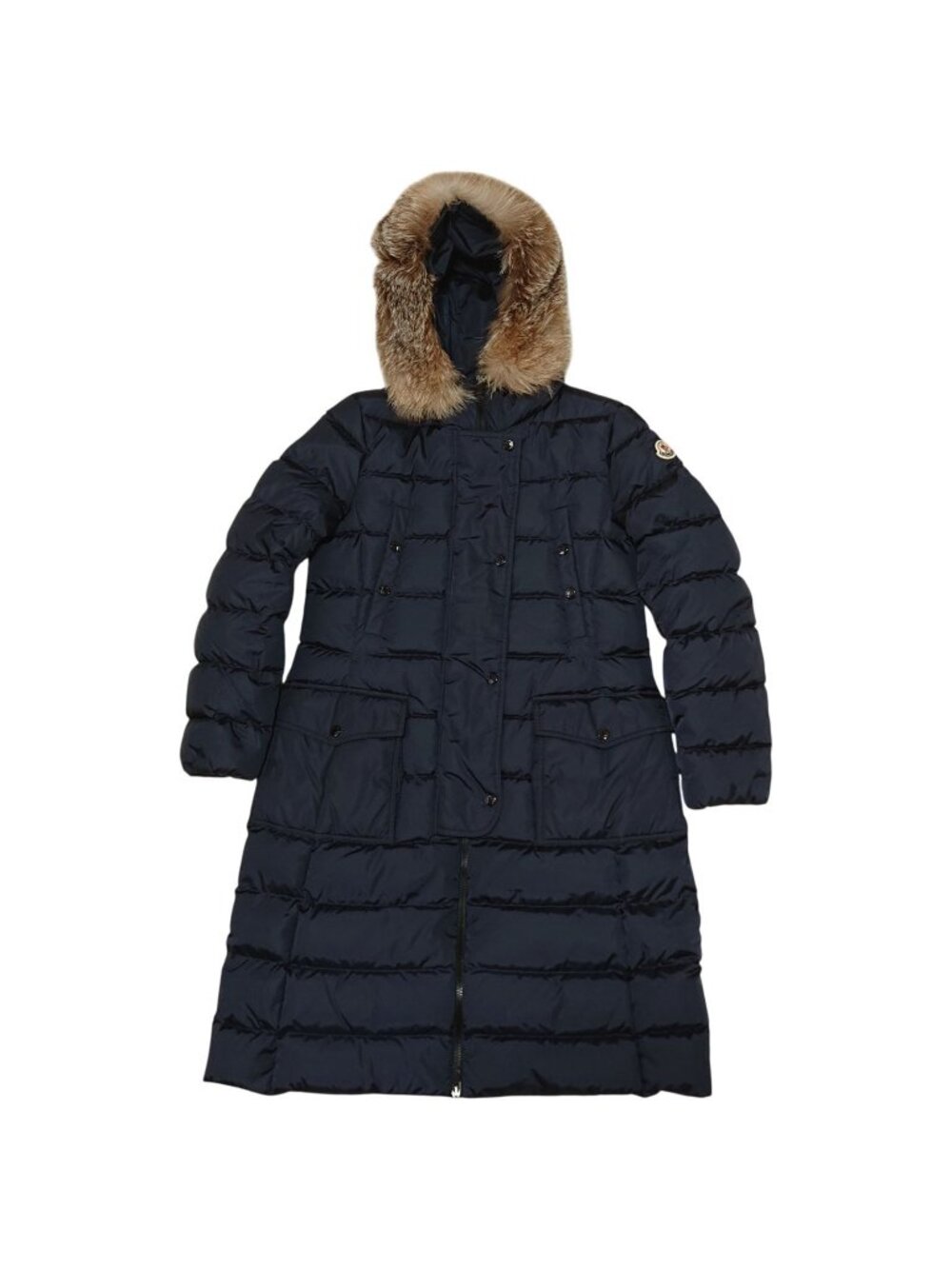 Moncler Khloe Down Coat Navy Fur Belt Included 4